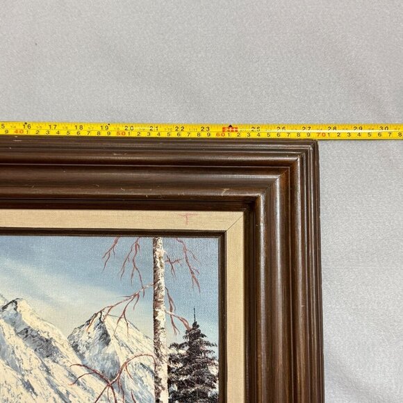 Vintage 1982 "Winter Mountain" Original Oil Painting by Hazel Steven 27" x 23" - Picture 13 of 16